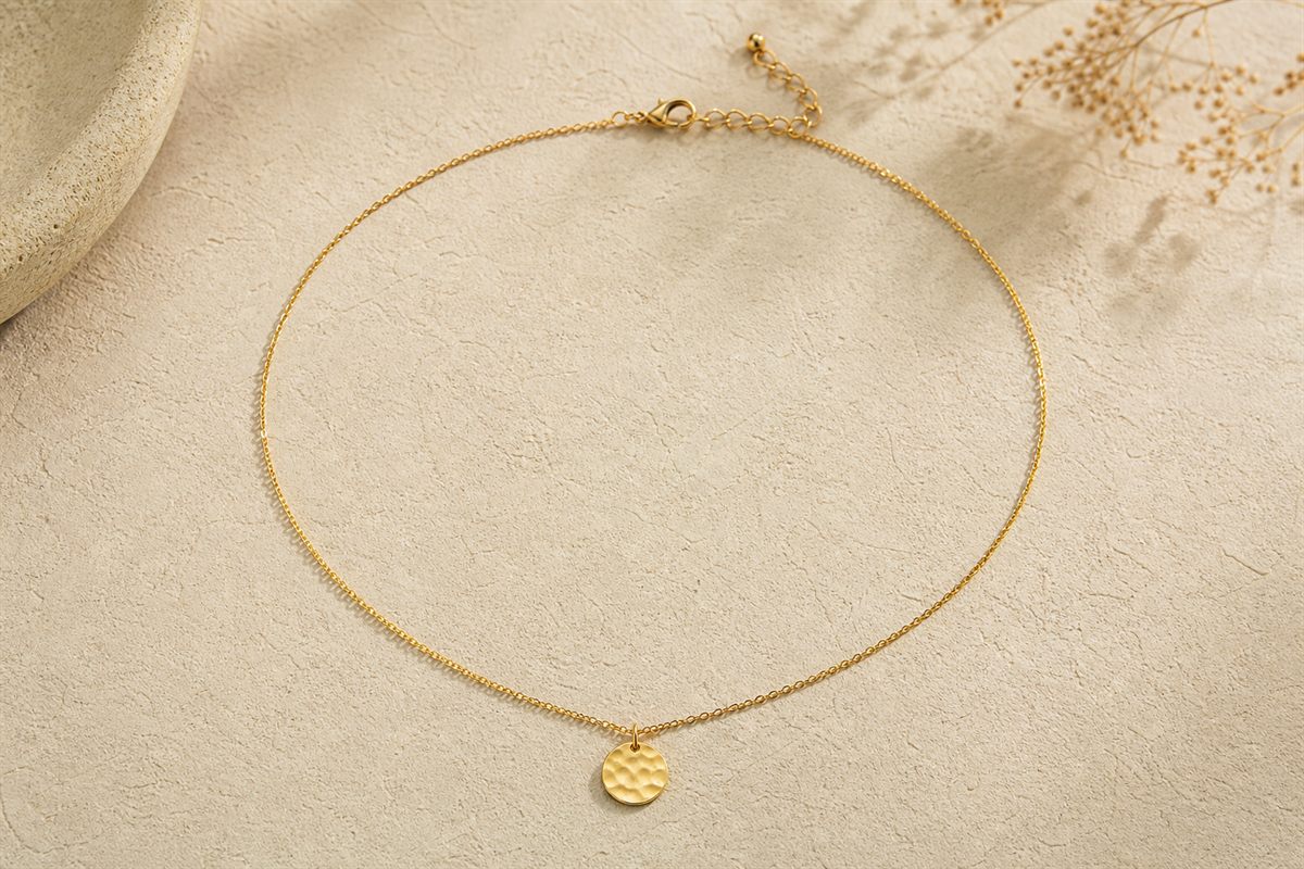 Collier Chaine Fine Plaque Or