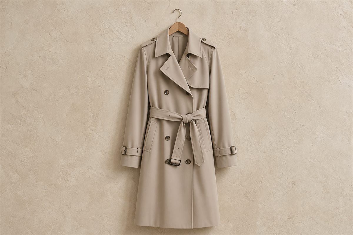 Trench Mi-Long Gabardine Fluide